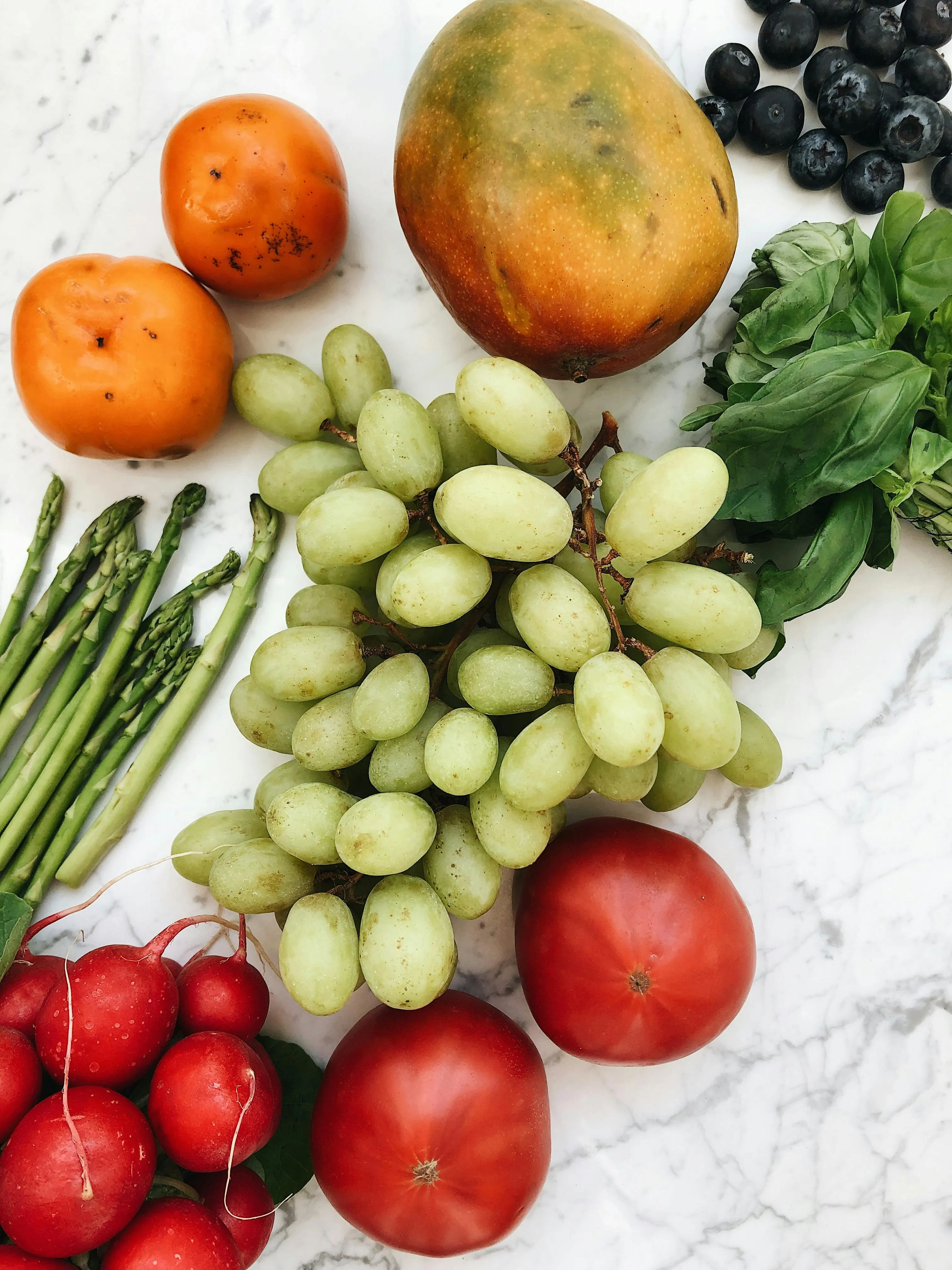 Fresh produce arranged on a surface